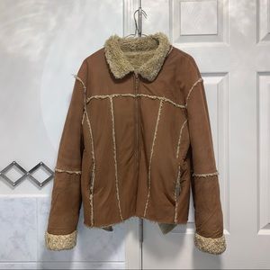 Fuzzy brown suede coat